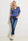 Cecil Drawstring Print Shirt, Blue Sea