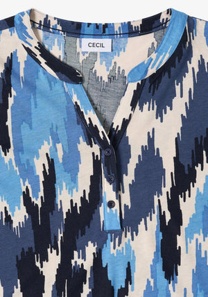 Cecil V-Neck with Buttons Tunic Top, Blue