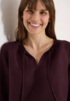 Cecil Linen V Neck Cropped Sleeve Blouse, Burgundy