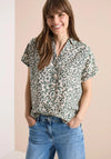 Cecil Linen Leopard Short Sleeve Shirt, Green