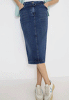 Cecil Midi with Belt Denim Skirt, Blue