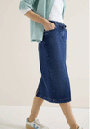 Cecil Midi with Belt Denim Skirt, Blue