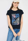 Cecil Floral Motif Print T-Shirt, Navy