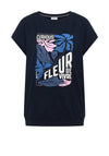 Cecil Floral Motif Print T-Shirt, Navy