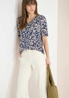 Cecil Floral Print V-Neck T-Shirt, Blue
