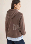 Cecil Printed Drawstring Hoodie, Brown