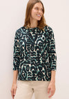 Cecil Leopard Cropped Sleeve Hoodie, Green