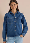 Cecil Denim Overshirt Jacket, Mid Blue