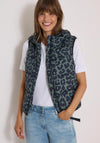 Cecil Leopard Print Hooded Padded Gilet, Green