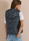 Cecil Leopard Print Hooded Padded Gilet, Green