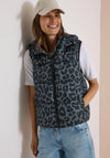 Cecil Leopard Print Hooded Padded Gilet, Green