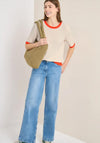 Cecil Round Neck Contrasting Hem Pullover, Beige
