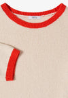 Cecil Round Neck Contrasting Hem Pullover, Beige