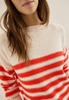 Cecil Summer Bouclé Striped Sweater, Orange