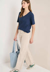 Cecil Solid V Neck T-shirt, Dark Blue