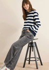 Cecil Striped Crew Neck Sweatshirt, Navy