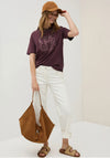 Cecil Text Print Hooded Top, Wine