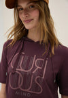 Cecil Text Print Hooded Top, Wine