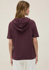 Cecil Text Print Hooded Top, Wine
