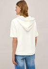 Cecil Embroidered Text Hooded Top, White