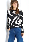 Cecil Graphic Pattern Cotton Sweater, Black