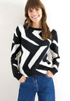 Cecil Graphic Pattern Cotton Sweater, Black