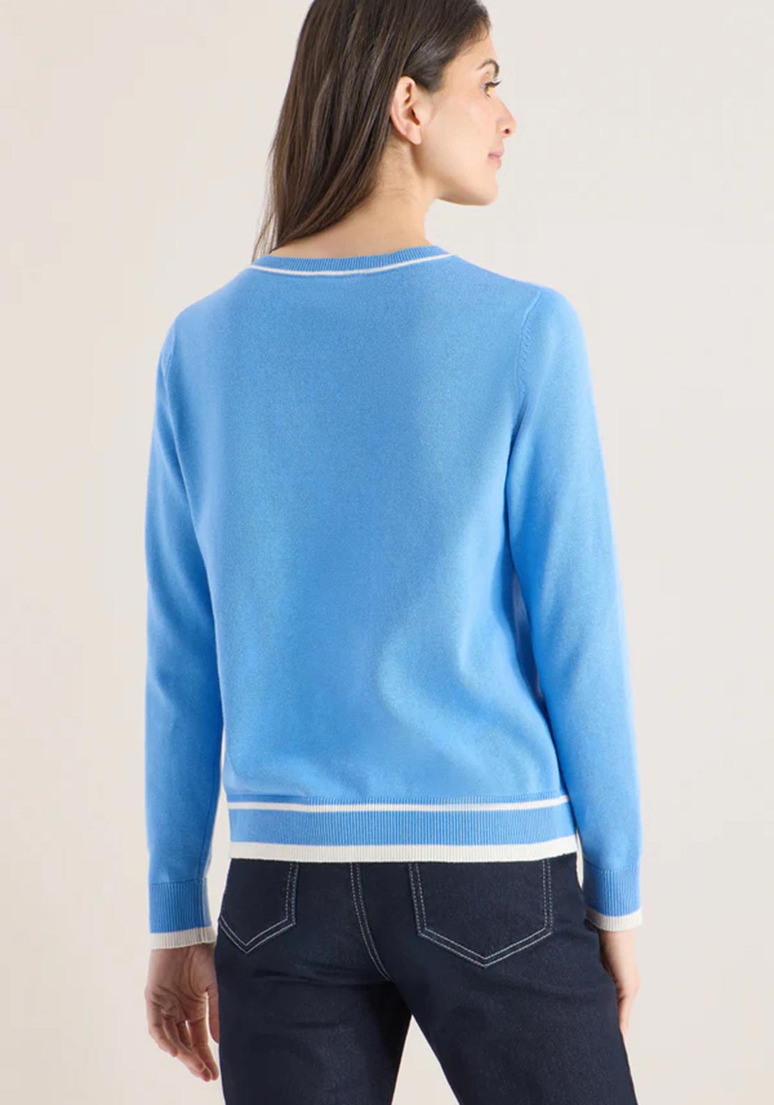 Cecil Contrast Striped Knit Jumper, Blue