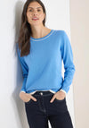 Cecil Contrast Striped Knit Jumper, Blue