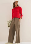 Cecil Basic Round Neck Crop Sleeve Top, Red
