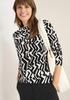 Cecil Abstract Pattern Cotton Top, Black