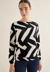 Cecil Ottoman Abstract Pattern Top, Black