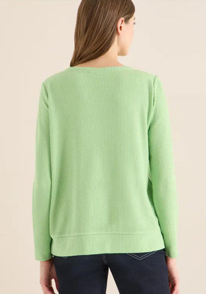 Cecil Long Sleeve Textured Top, Green