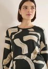 Cecil Patterned Round Neck Cotton Top, Khaki