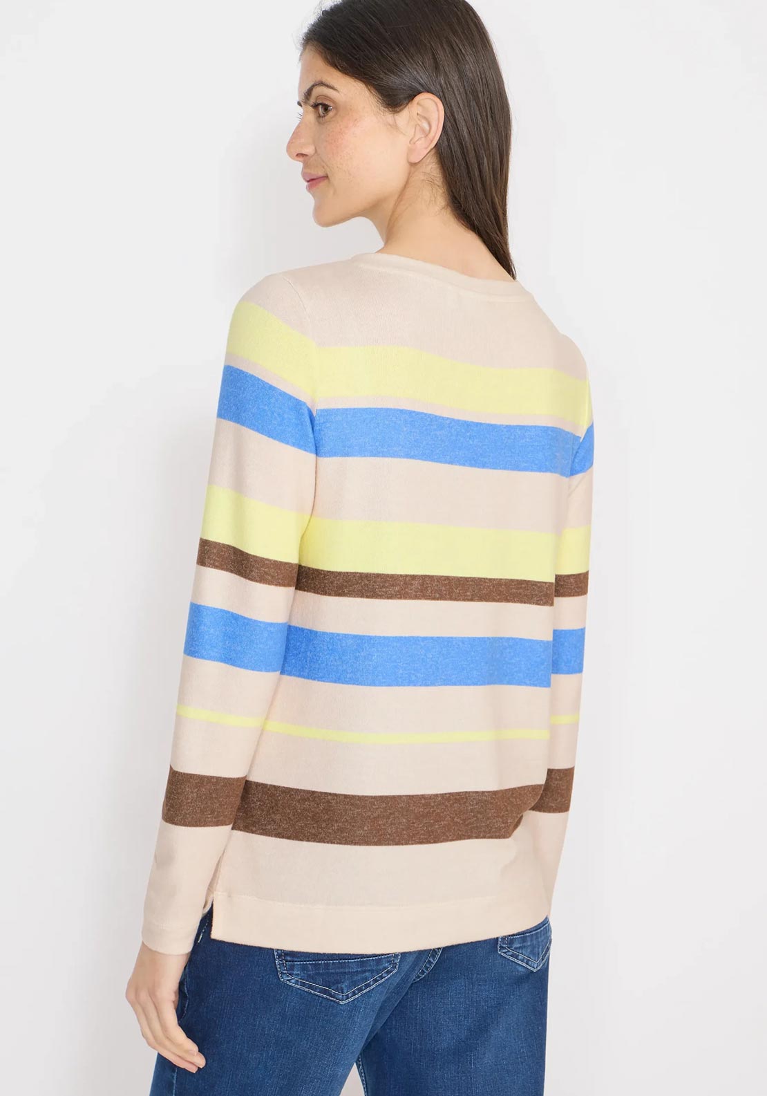Cecil Multistripe Long Sleeve Top, Taupe