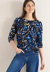 Cecil Long Sleeved Patterned Top, Navy