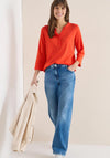 Cecil V-Neck with Buttons Tunic Top, Orange