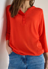 Cecil V-Neck with Buttons Tunic Top, Orange