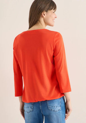 Cecil V-Neck with Buttons Tunic Top, Orange