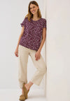 Cecil Patterned Tie Sleeve Top, Wine