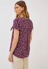 Cecil Patterned Tie Sleeve Top, Wine
