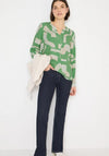 Cecil Patterned Split Neck Blouse, Green