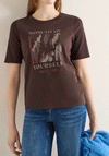 Cecil Metallic Graphic Print T-Shirt, Brown