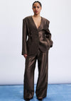 FRNCH Tie Detail Collarless Blazer, Brown