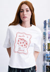 FRNCH Embroidered Graphic Boxy T-Shirt, White