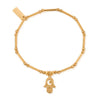 ChloBo Dainty Moon Cut Sparkle Hamsa Bracelet, Gold