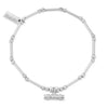 ChloBo Dainty Moon Cut Sparkle T-Bar Bracelet, Silver