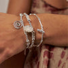 ChloBo Dainty Moon Cut Sparkle T-Bar Bracelet, Silver