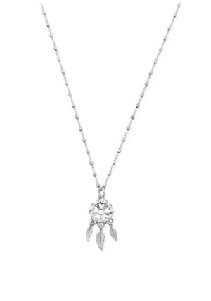 ChloBo Delicate Cube Chain Dream Catcher Necklace, Silver