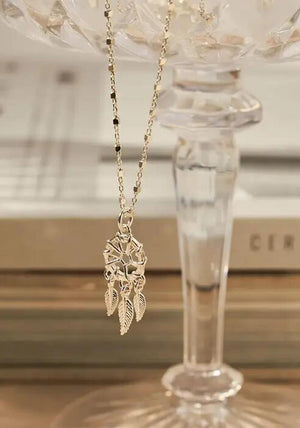 ChloBo Delicate Cube Chain Dream Catcher Necklace, Silver