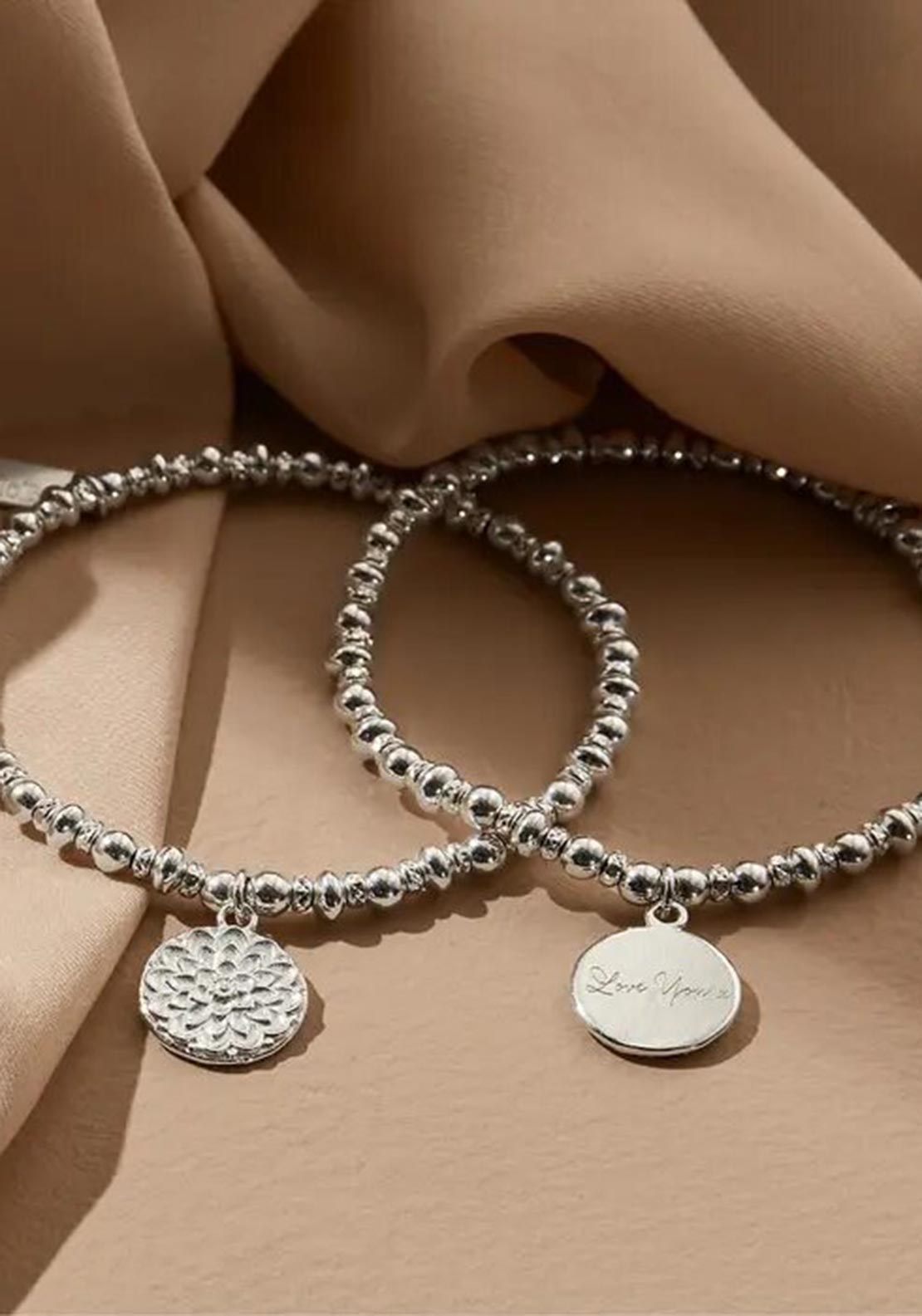 ChloBo Didi Sparkle Moon Flower Bracelet, Silver